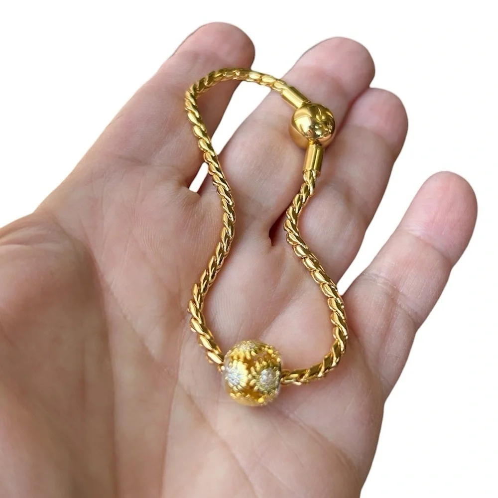 New .925/18k Sunflower Charm and Bracelet